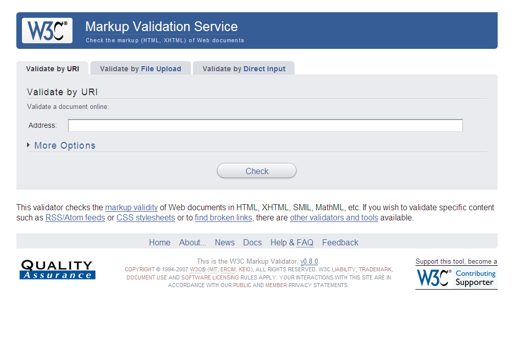This is the W3C Markup Validator, v0.8.0.