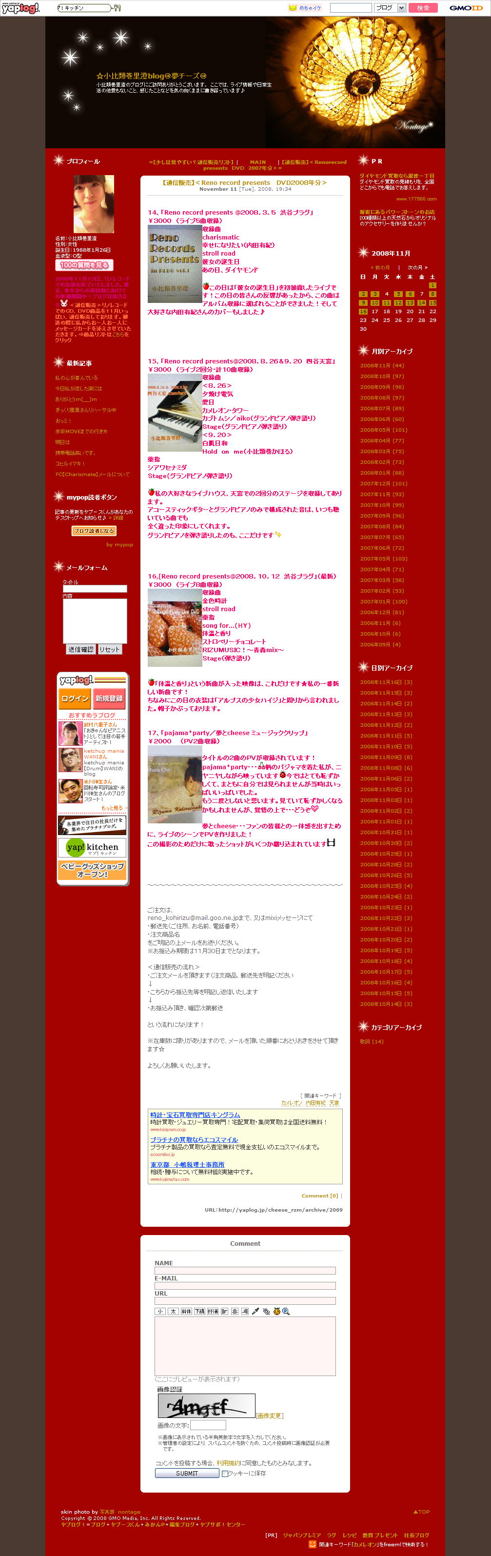 小比類巻里澄のブログ、2008年のDVDの一覧
